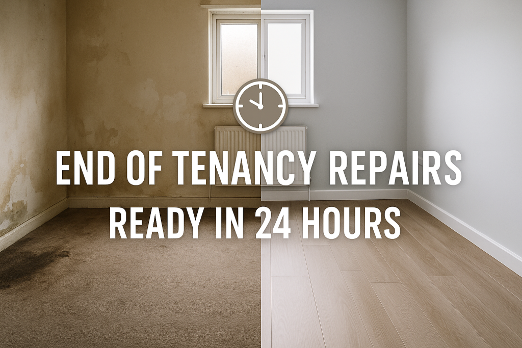 Bathroom before and after 7-day renovation by Ready2Let Repairs.